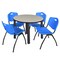Kee Kee Round Table & Chair Set, Wood, Metal, Plastic Top, Maple TB36RNDPLBPBK47BE - alternate 1